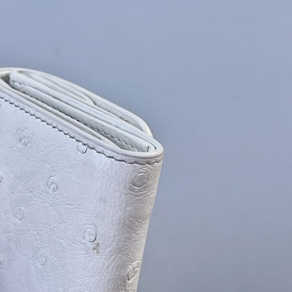 Prada White Ostrich Leather Compact Wallet With Box And Card - Picture 6 of 16